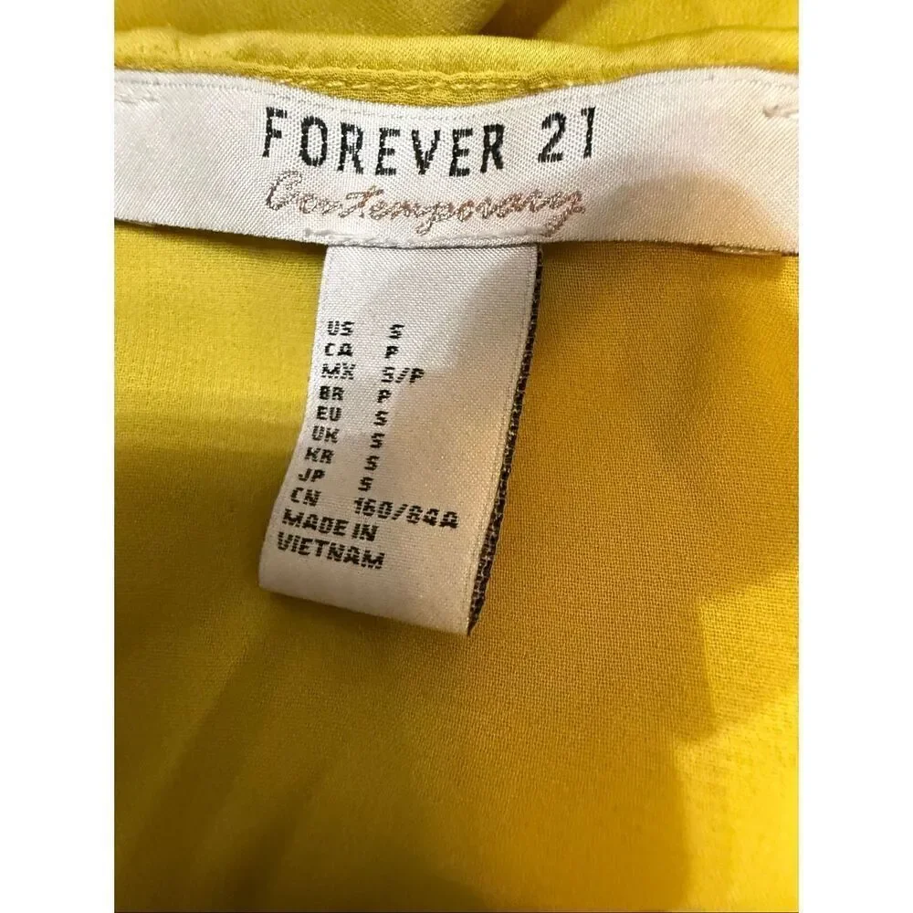 Forever 21 Contemporary Women's Halter Cross Back Cami Slip Dress Mustard Small